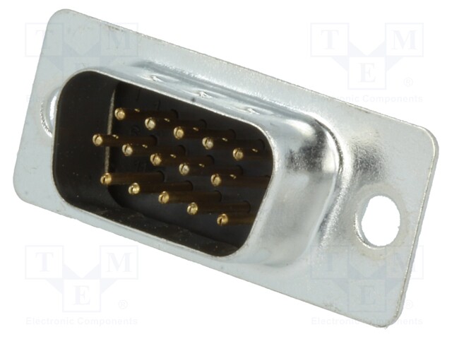 D-Sub HD; PIN: 15; plug; male; stamped and formed contacts; black