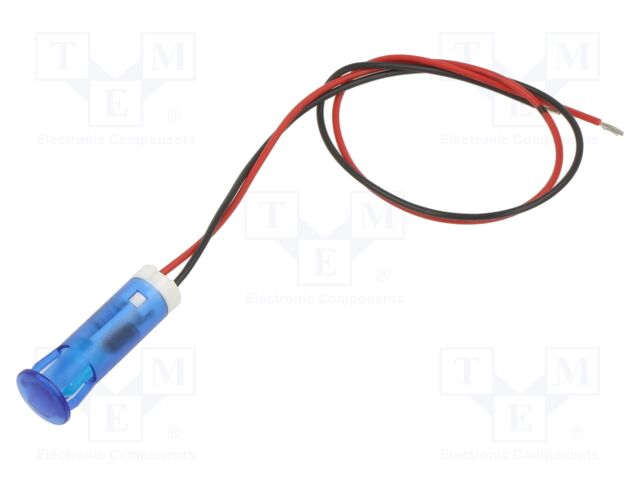 Indicator: LED; flat; blue; Ø8mm; QS; cables; 200mm; plastic; 220VAC