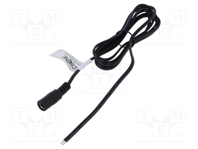 Cable; 2x0.52mm2; DC 5,5/2,1 socket; straight; black; 1.5m