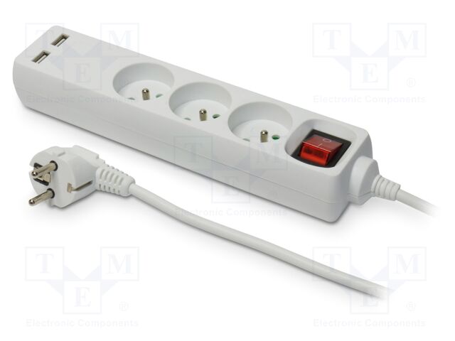 Mains; Schuko; Sockets: 5; CEE 7/5 (E) socket,CEE 7/7 (E/F) plug