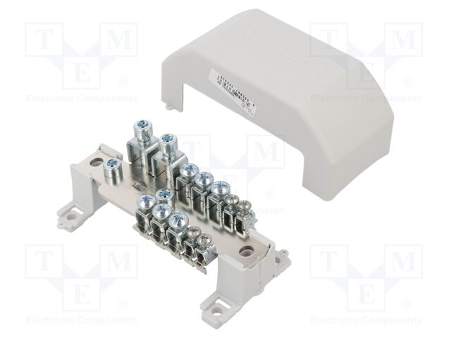 Splice terminal: distribution block; with cover; screw terminal