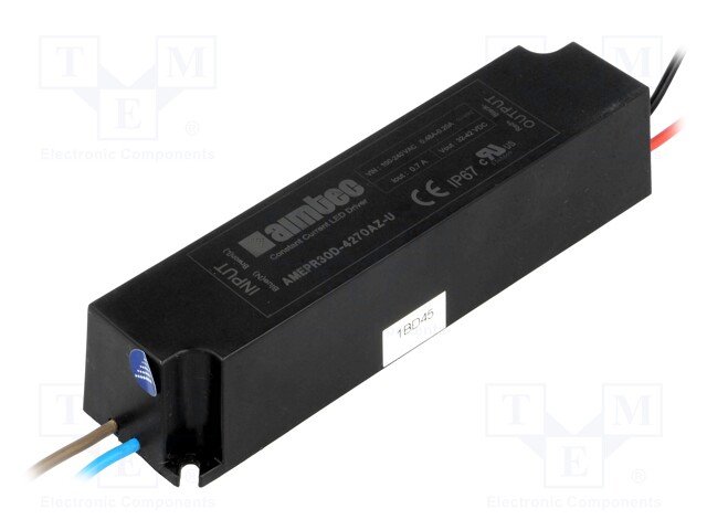 Power supply: switched-mode; LED; 29.4W; 32÷42VDC; 0.7A; 90÷264VAC