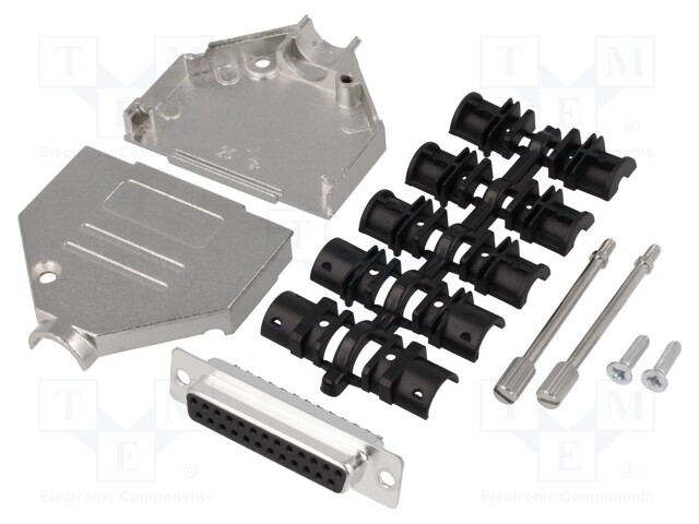 D-Sub; PIN: 25; plug; female; soldering; for cable; black