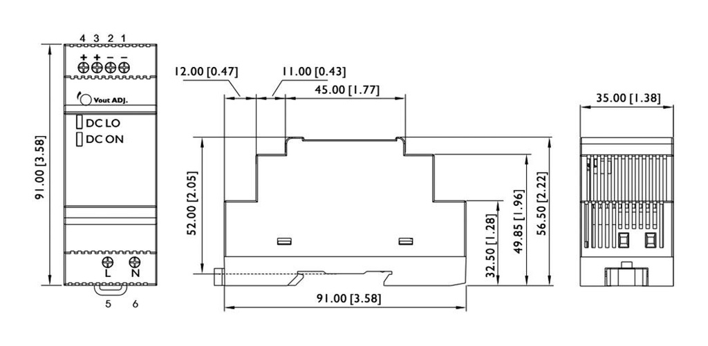Power supply: switching; for DIN rail; 24W; 12VDC; 2A; 90÷264VAC