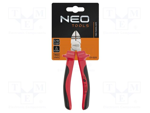Pliers; side,cutting,insulated; 160mm; Chrom-vanadium steel