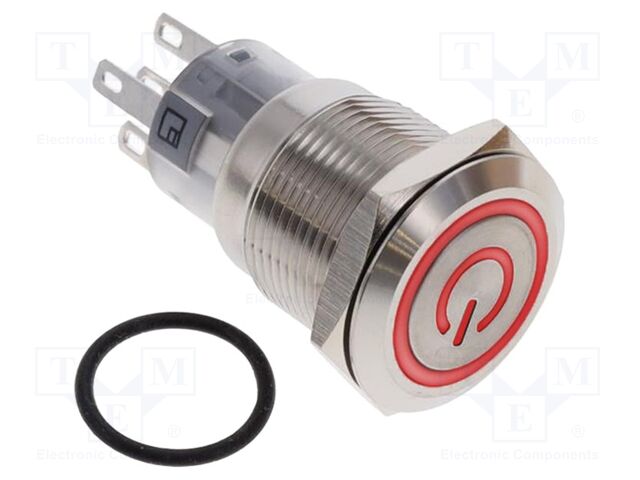 Switch: vandal resistant; SPDT; 2A/24VDC; IP67; ON-(ON); RGB; Ø19mm
