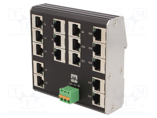Switch Ethernet; unmanaged; Number of ports: 16; 9÷36VDC; DIN