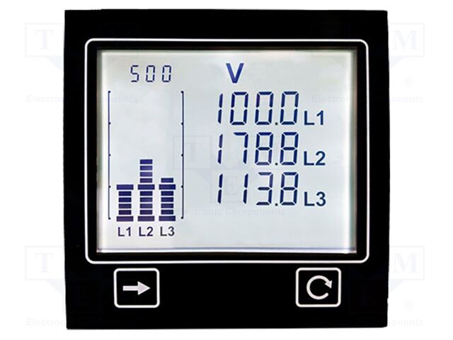 Meter: power; digital,mounting,programmable; on panel; 4-digit