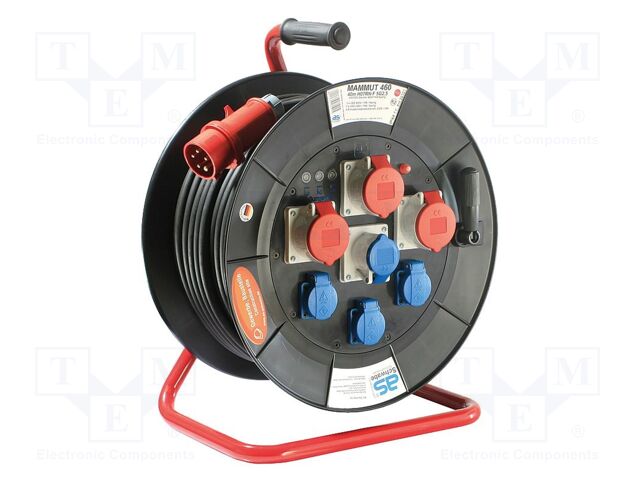 Extension lead; 5G2.5mm2; reel,three-phase,with brake; rubber