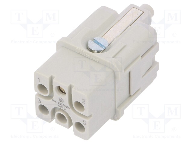 Connector: HDC; contact insert; female; S-QD5/0; PIN: 6; 5+PE; 16A