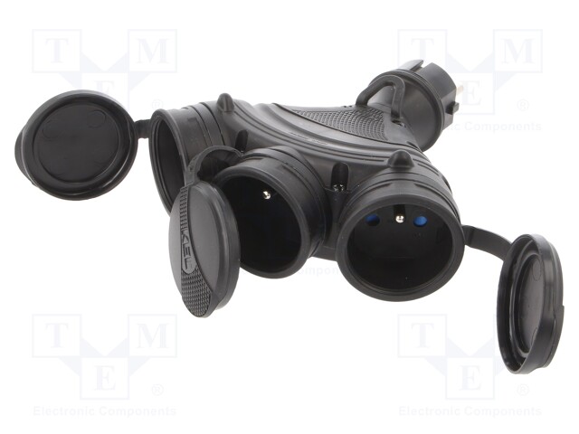 Power splitter; Sockets: 3; 16A; Colour: black