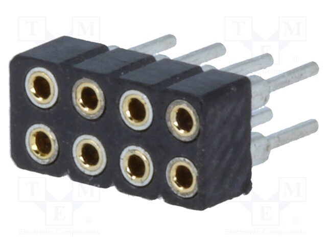 Socket; pin strips; female; PIN: 8; turned contacts,low profile