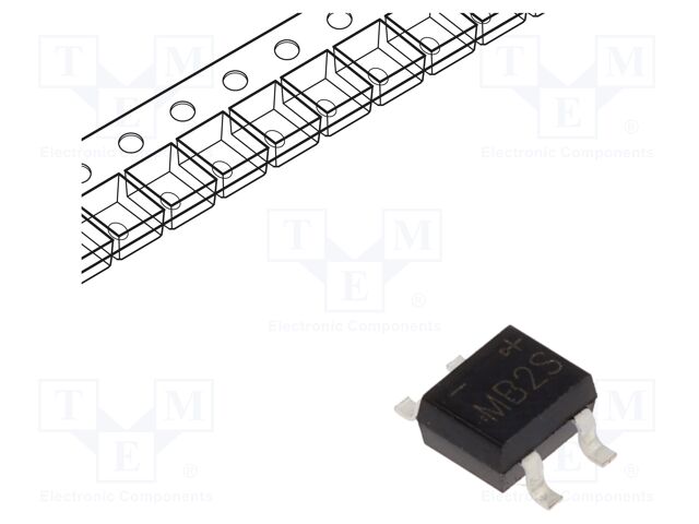 Bridge rectifier: single-phase; 200V; If: 800mA; Ifsm: 35A; MBS; SMT