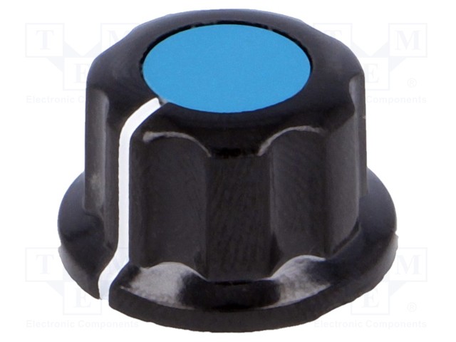 Knob; with flange; bakelite; Shaft d: 6.35mm; Ø16.5x11mm; blue