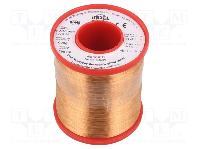 Coil wire; double coated enamelled; 0.15mm; 1kg; -65÷180°C