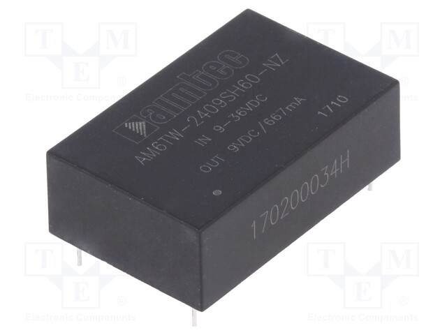 Converter: DC/DC; 6W; Uin: 9÷36V; 9VDC; Iout: 667mA; DIP24; 13g