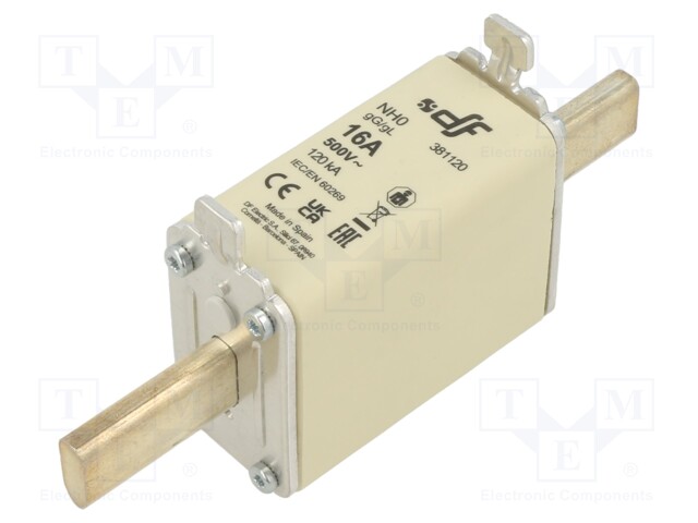 Fuse: fuse; gG; 10A; 500VAC; 250VDC; ceramic; NH0