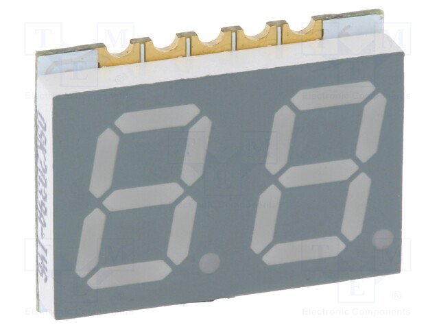 Display: LED; 7-segment; 10mm; 0.39"; No.char: 2; yellow-green; SMD