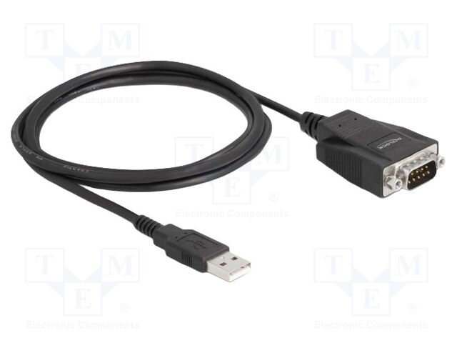 USB to RS232 converter; D-Sub 9pin plug,USB A plug; 1.3m; black