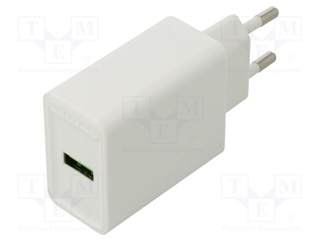Power supply: switching; mains,plug-in; 5÷12VDC; 18W; Out: USB A