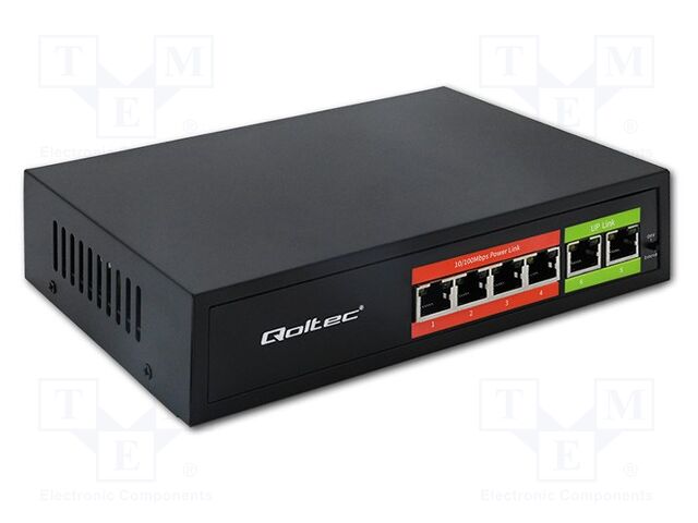 Switch Ethernet; IEC C13,RJ45 socket x6; PnP,PoE (PoE); black