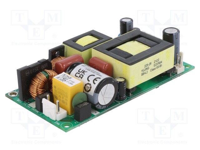 AC/DC Open Frame Power Supply (PSU), ITE & Medical, 1 Output, 120 W, 180W @ 10CFM