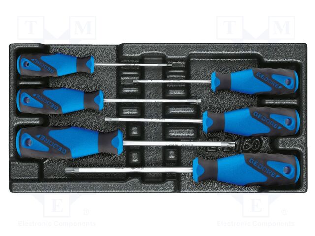 Kit: screwdrivers; in a foam tray; Torx®; tool trolley; 6pcs.
