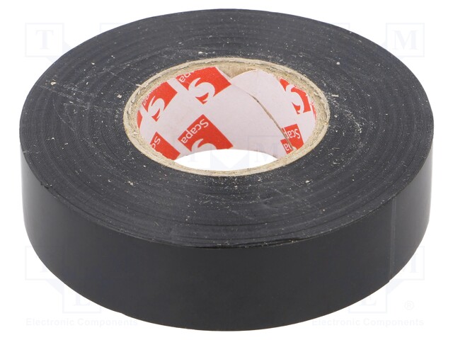 Tape: electrical insulating; W: 19mm; L: 20m; D: 0.18mm; black; 180%