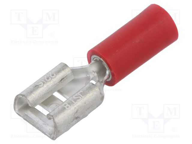 Terminal: flat; 6.3mm; 0.8mm; female; 0.5÷1.5mm2; crimped; red