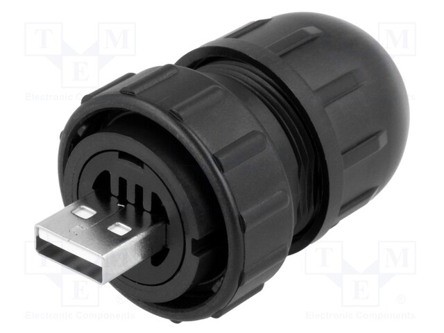 Plug; USB A; Data-Con-X; for cable; straight; USB 2.0; IP67,IP68