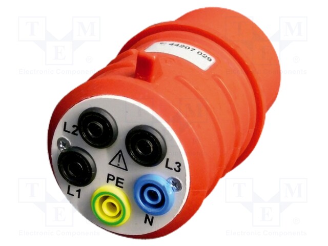 Measuring adapter; 32A; CEE plug x5,socket 4mm