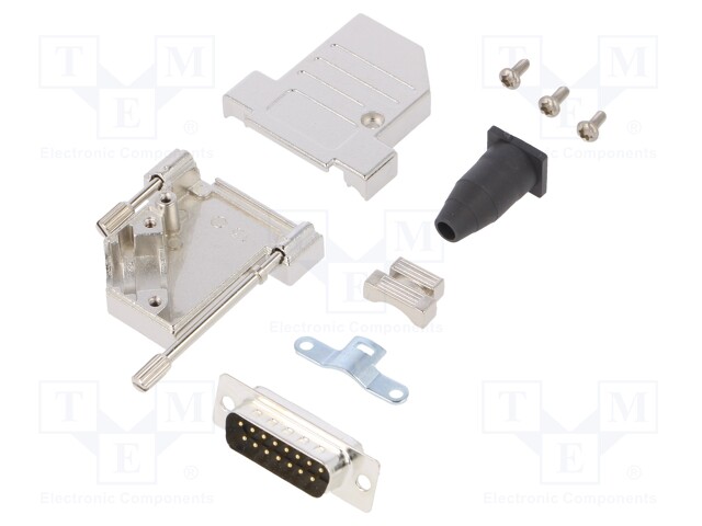 D-Sub; PIN: 15; plug; male; shielded,turned contacts; angled 45°