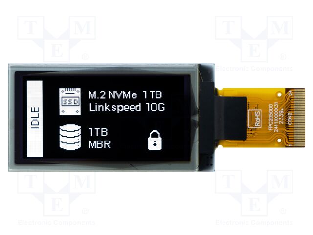Display: OLED; graphical; 1.54"; 160x80; Dim: 43.5x22.5x1.41mm