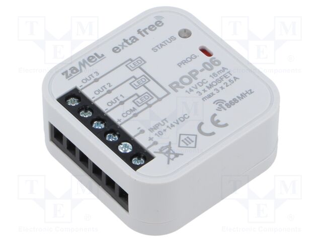 Receiver; EXTA FREE; IP20; 10÷14VDC; flush mount; -10÷55°C; 220mW