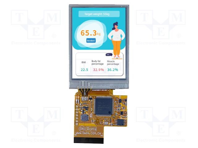 Display: TFT; 2.8"; 240x320; Illumin: LED; 8MBFLASH; RGB; 300cd/m2