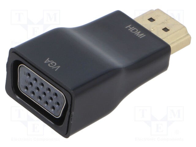 Adapter; HDMI plug,VGA female; black; Enclos.mat: ABS