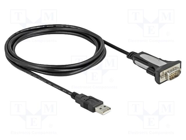 USB to RS232 converter; D-Sub 9pin plug,USB A plug; 3m; black