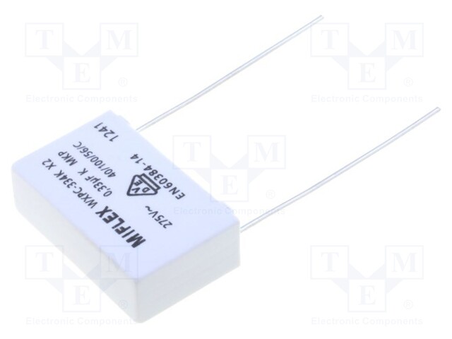 Capacitor: polypropylene; X2; 330nF; 22.5mm; ±10%; 26.5x8.5x16.5mm