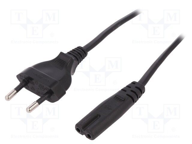 Cable; CEE 7/16 (C) plug,IEC C7 female; 1.8m; Sockets: 1; black