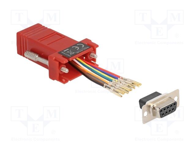 Adapter; D-Sub 9pin socket,RJ45 socket; red