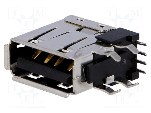 Socket; USB A; on PCBs; THT; PIN: 4; side,angled 90°