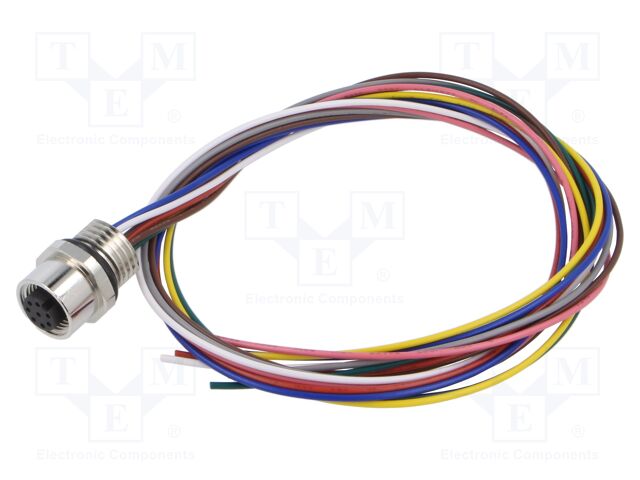 Connector: M12; socket; male; straight; with lead; PIN: 8; 0.25mm2