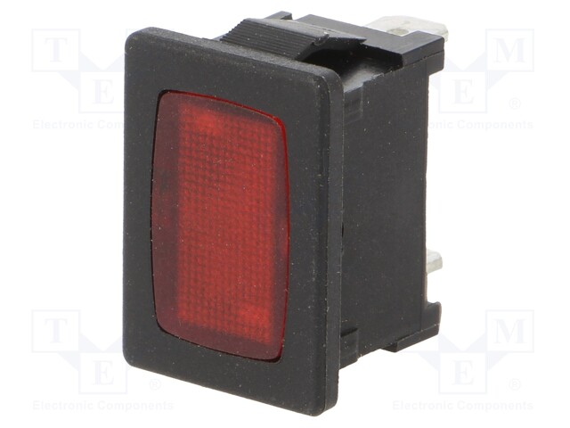 ROCKER; DPST; Pos: 2; OFF-ON; 6A/250VAC; red; IP40; LED; 100mΩ