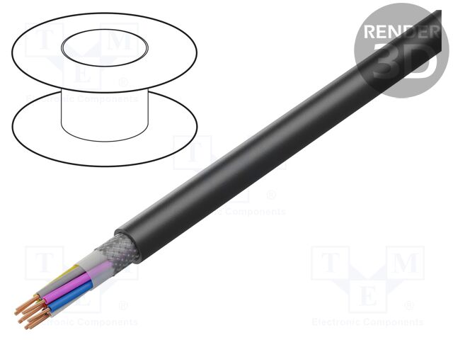 Wire; Li-2YCYv; 2x2x0.5mm2; tinned copper braid; PVC; black; 300V