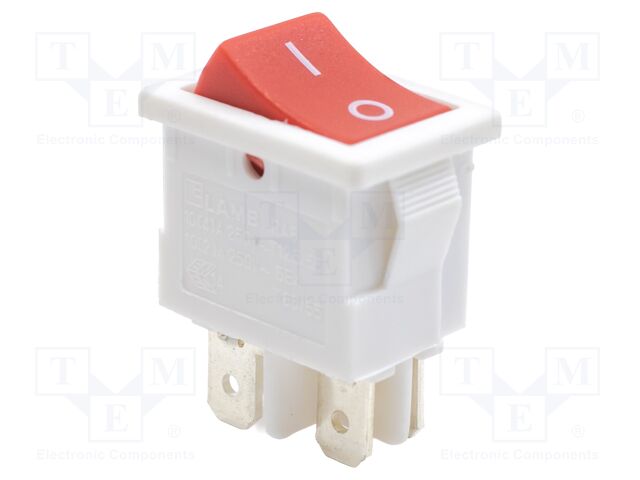 ROCKER; DPST; OFF-ON; 16A/125VAC; red; none; RA8; Body: white