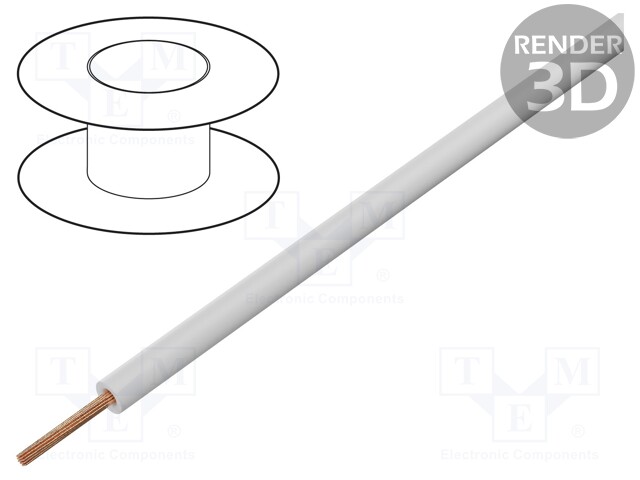 Wire; H07V2-K; stranded; Cu; 25mm2; 4AWG; PVC; white; 450V,750V