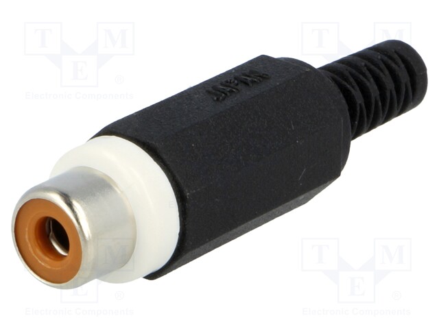 Plug; RCA; female; with strain relief; straight; soldering