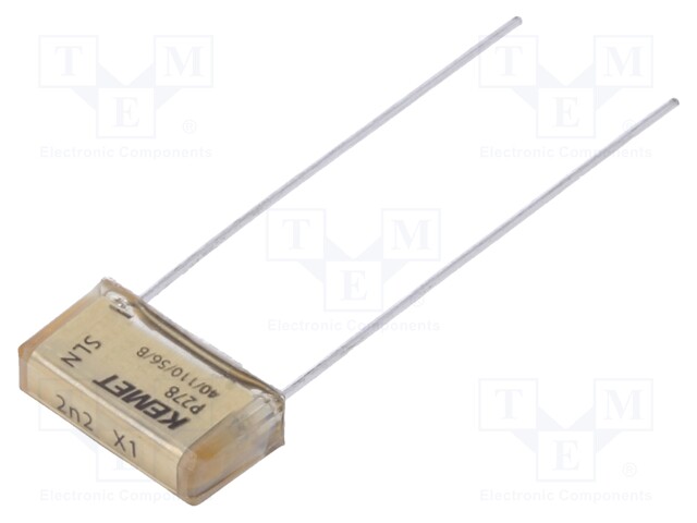Capacitor: paper; X1; 2.2nF; 480VAC; 10.2mm; ±20%; THT; Series: P278
