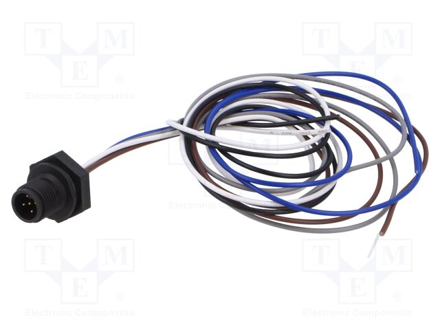 Connector: M12; socket; male; straight; with lead; PIN: 5; 0.34mm2