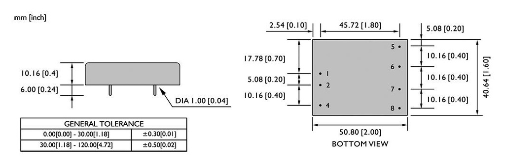 Converter: DC/DC; 15W; Uin: 18÷75VDC; Uout: 3.3VDC; Iout: 4.5A; OUT: 1